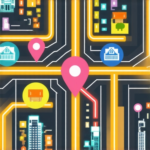 Visualizing Hyper-Local Neighborhood Targeting An illustration of a local SEO strategy connecting a business to multiple neighborhood landmarks to expand search visibility.