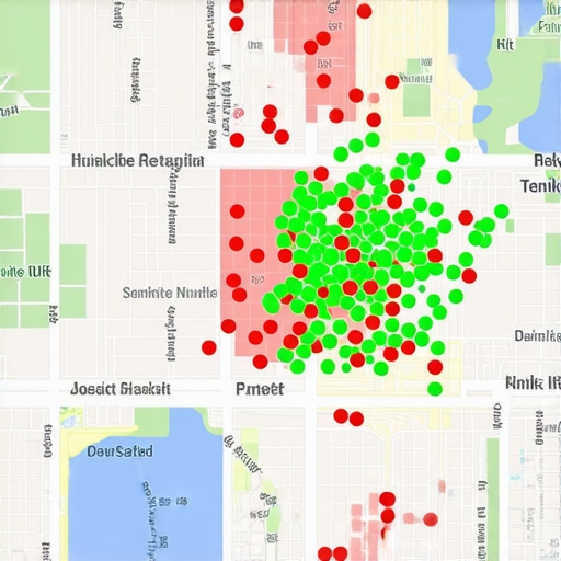 Local SEO geogrid heatmap showing ranking positions on a map.