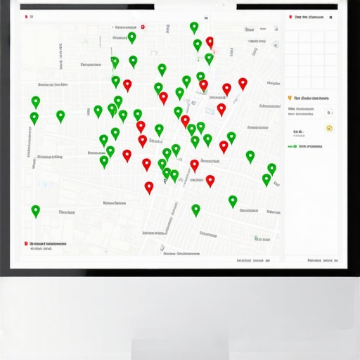 A digital grid map showing local SEO ranking positions across a city.