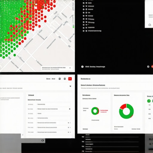 A heatmap showing Google Maps ranking positions across a neighborhood to track SEO progress.