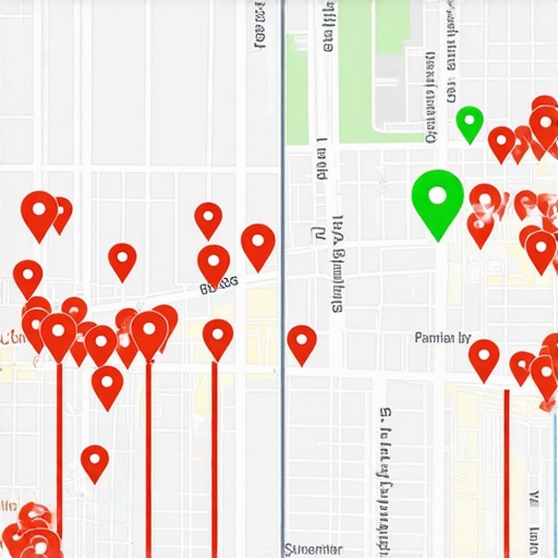 Map comparison showing local ranking shifts across different city blocks.